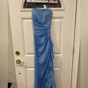 Mori Lee Light Blue Beaded Dress